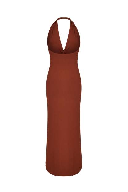 Halter V Neck Backless Summer Slit Midi Dresses-Hayhty.All Rights Reserved.