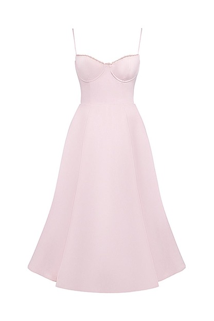 Elegant Cinch Waist Party Bridesmaid Tulle Layered Midi Slip Dresses-Pink-Hayhty.All Rights Reserved.
