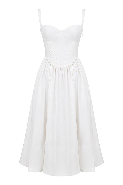 Spaghetti Strap Corset Lace Up Pocket Slit Midi Dresses-White-Hayhty.All Rights Reserved.