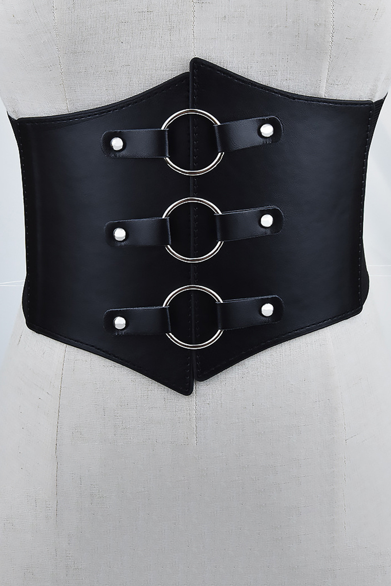 Alloy Geometric Buckle Girdle-Black1-Hayhty.All Rights Reserved.