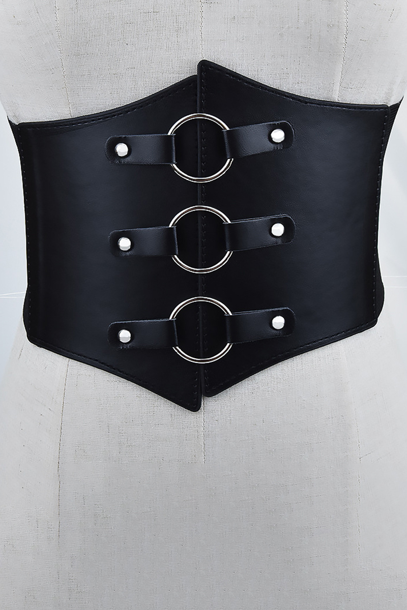 Alloy Geometric Buckle Girdle-Black1-Hayhty.All Rights Reserved.