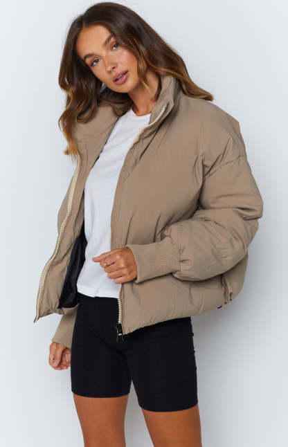 Long Sleeve Zip Puffer Jacket-Hayhty.All Rights Reserved.
