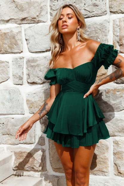 Off Shoulder Short Sleeve Jumpsuit-Hayhty.All Rights Reserved.