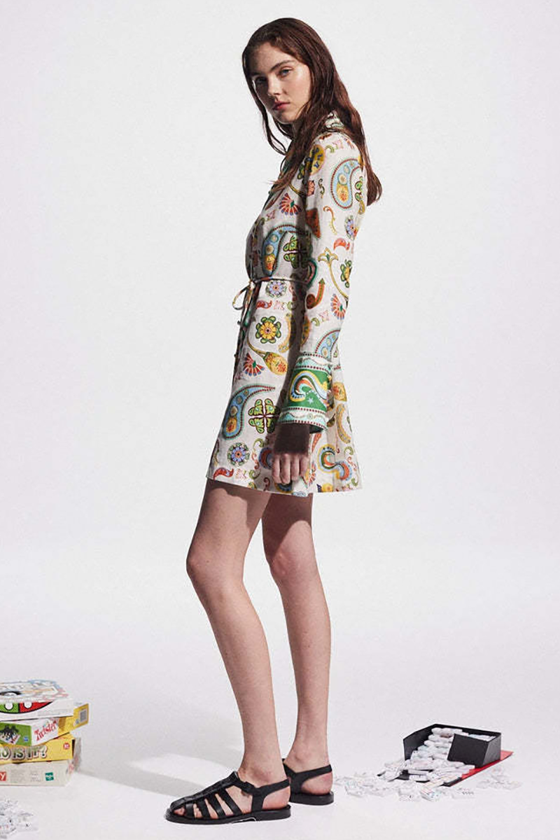 Mixed Print Long Sleeve Tie Belt Vacation Mini Shirt Dresses-Beige-Hayhty.All Rights Reserved.