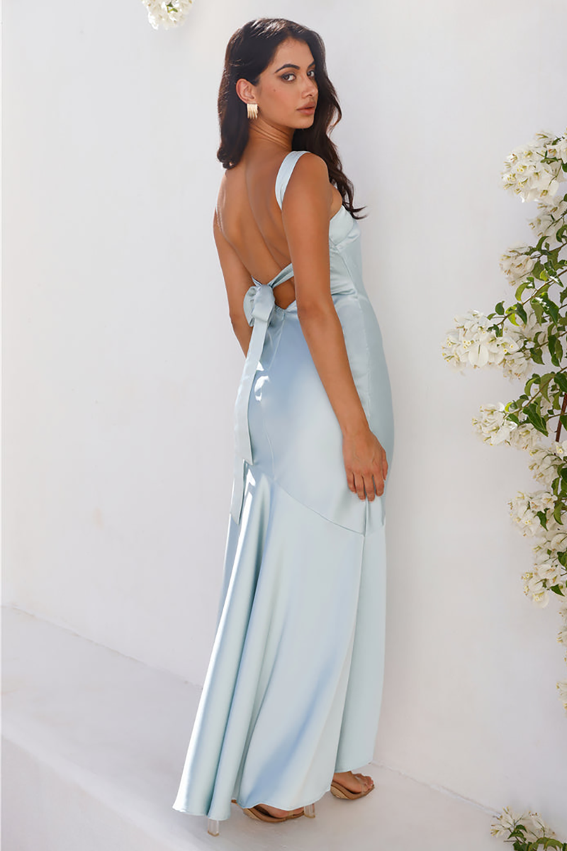 Sleeveless Bodycon Fishtail Hem Backless Satin Maxi Dresses-Blue-Hayhty.All Rights Reserved.