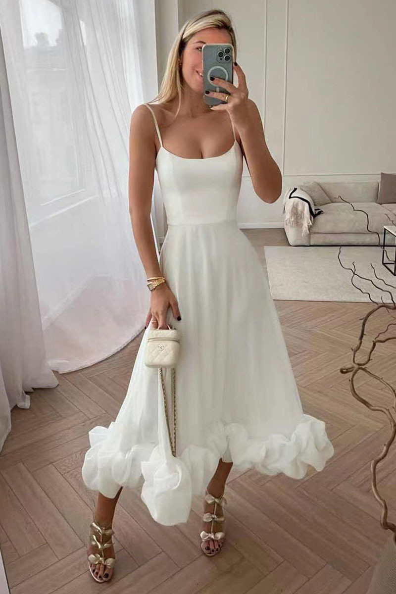 Cami Ruffle Hem Formal Party Bridesmaid A-Line Maxi Dress-Hayhty.All Rights Reserved.