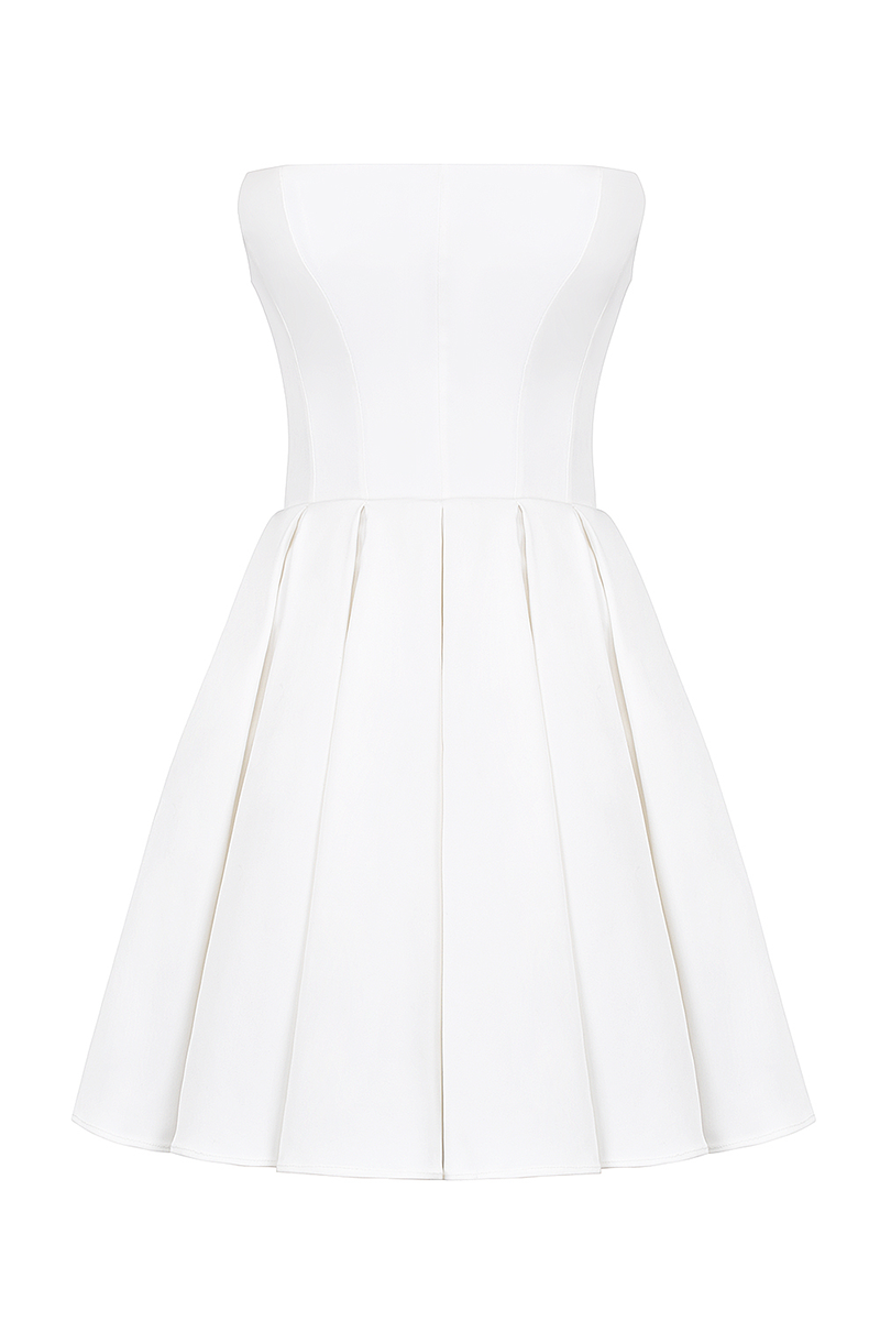 Boat Neck Corset A-Line Mini Tube Dresses-White-Hayhty.All Rights Reserved.