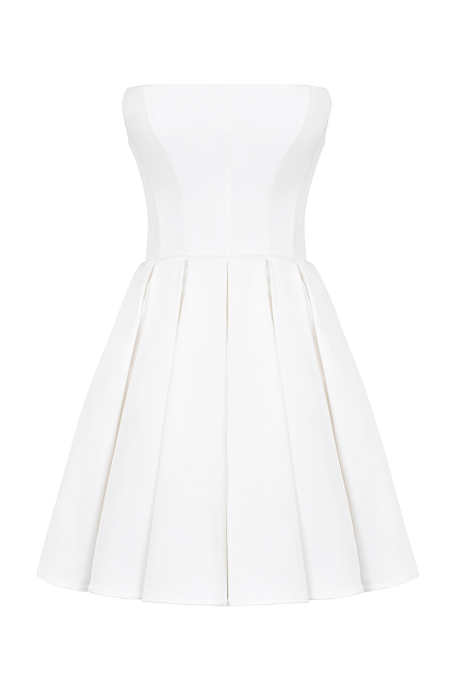 Boat Neck Corset A-Line Mini Tube Dresses-White-Hayhty.All Rights Reserved.
