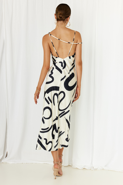 Printed Slit Slip Midi Dresses-Hayhty.All Rights Reserved.