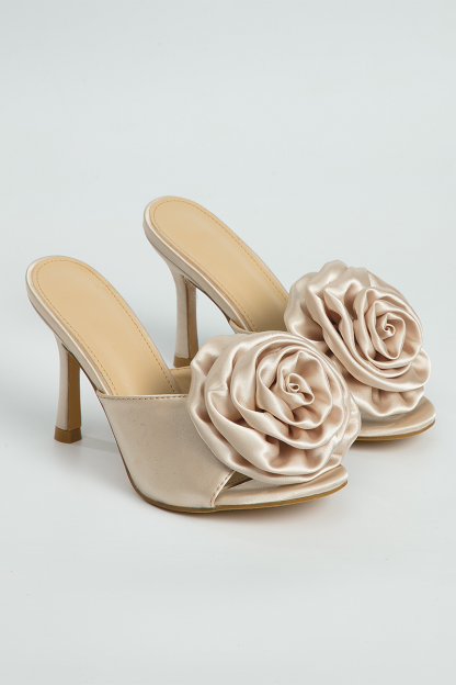 3D Flower Decor Peep-Toe High-Heeled Slippers-Pink-Hayhty.All Rights Reserved.