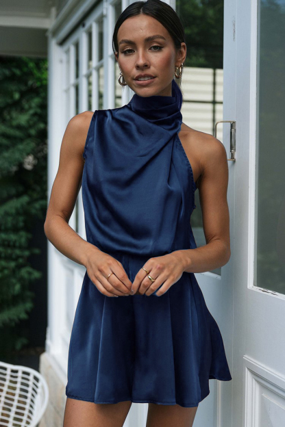 Sleeveless High Neckline Cut Out Romper Casual Jumpsuit-Hayhty.All Rights Reserved.