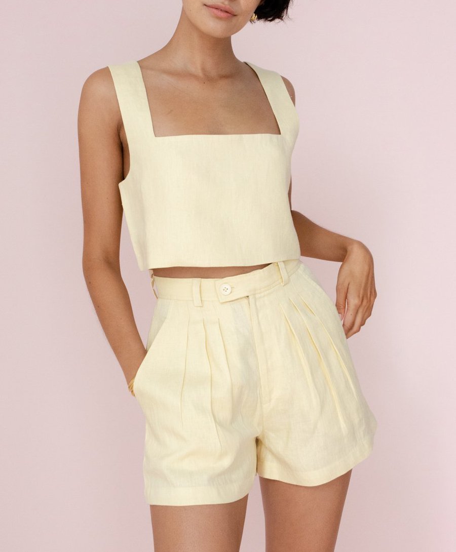 Relaxed Fit Linen Shorts Pants And Top Set-Hayhty.All Rights Reserved.