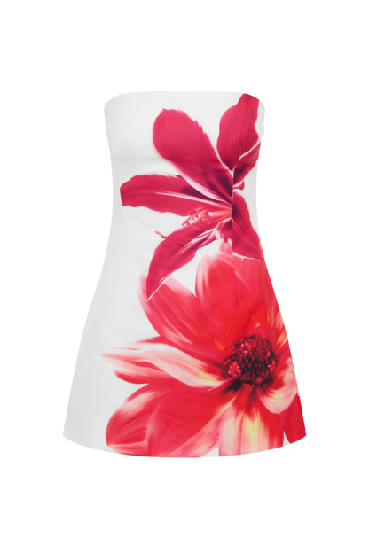 Boat Neckline Floral Print Slim Fit Sleeveless Mini Dresses-White-Hayhty.All Rights Reserved.