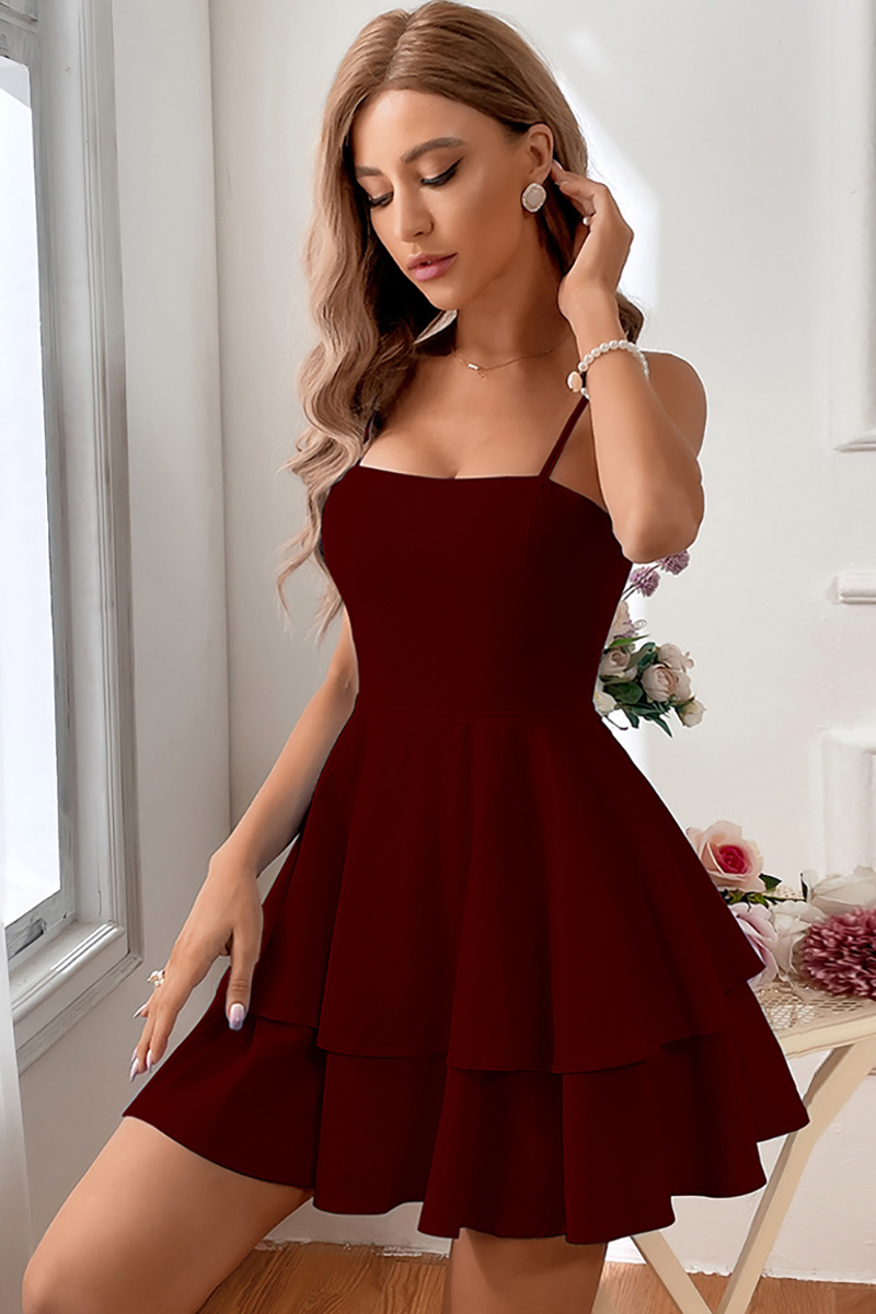 Cami Boat Neck Backless Cutout Bow Knotted Tiered Ruffle White Mini Dresses-Hayhty.All Rights Reserved.