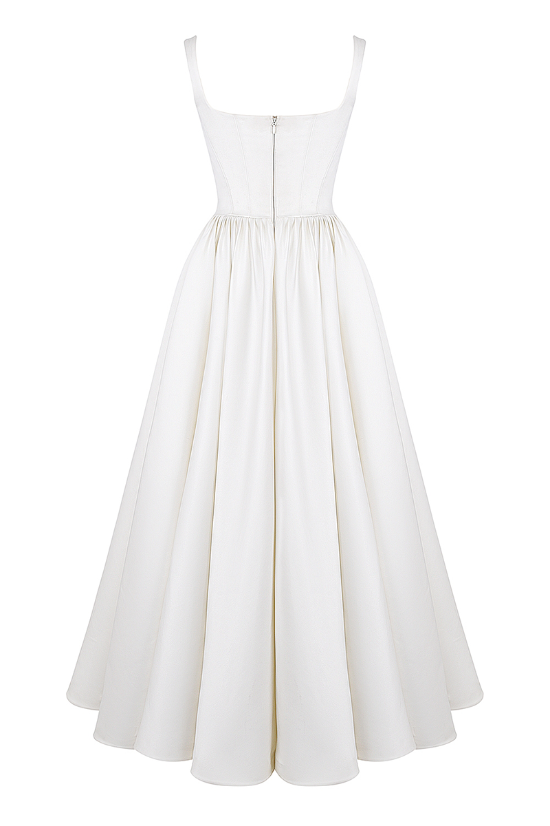 Wide Straps Corset Solid Color Gowns Maxi Dresses-White-Hayhty.All Rights Reserved.