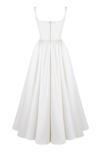 Wide Straps Corset Solid Color Gowns Maxi Dresses-White-Hayhty.All Rights Reserved.