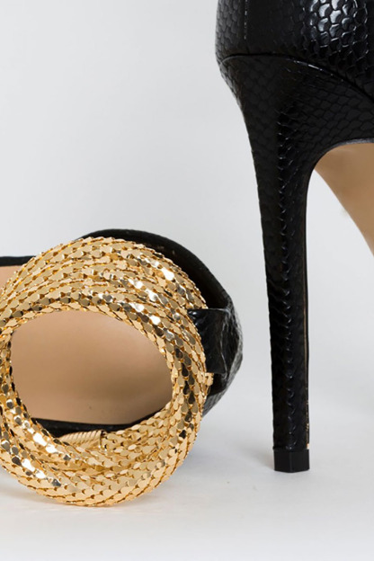 Light Gold Snake Ankle Transparent Strap Stiletto Sandals-Hayhty.All Rights Reserved.