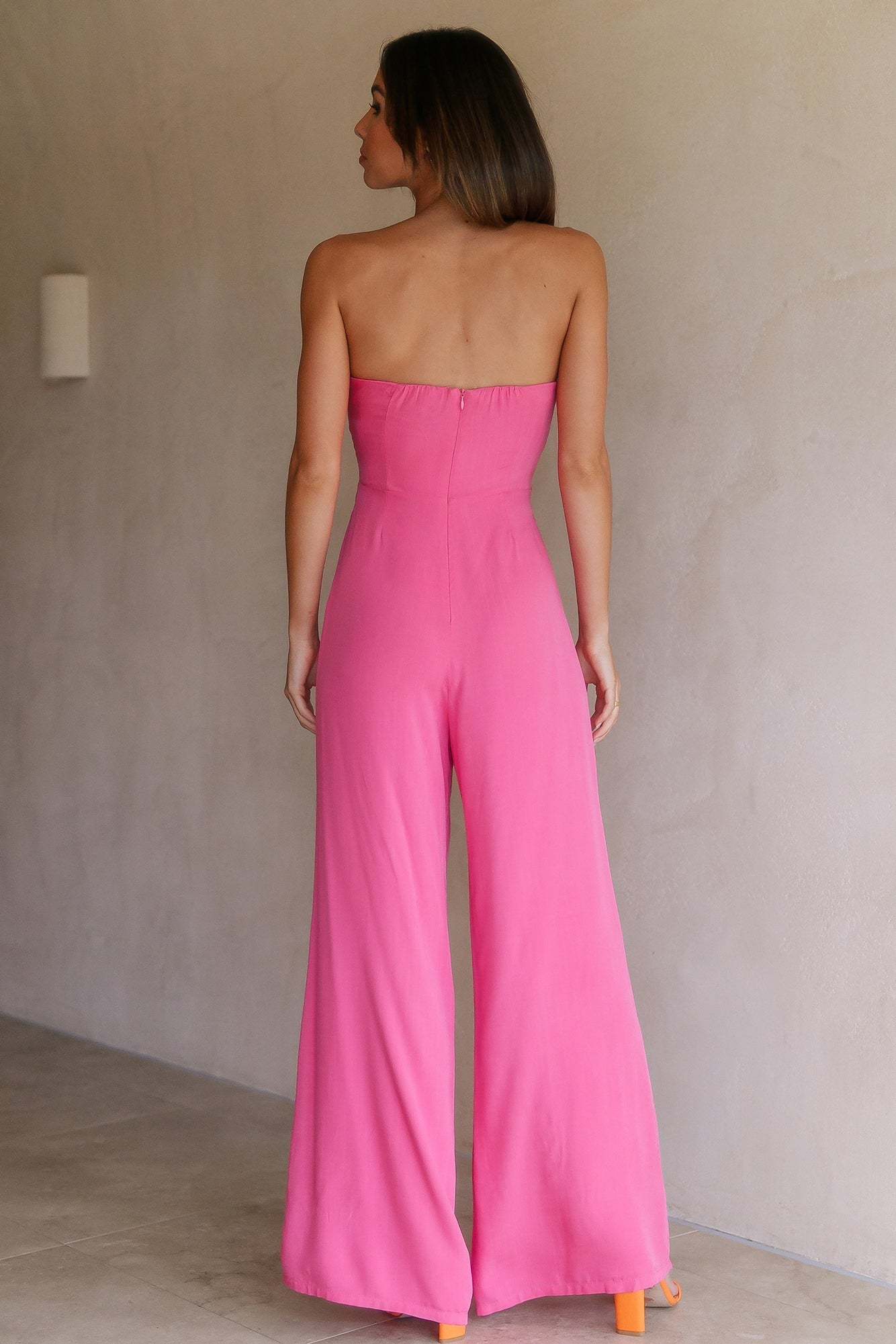 Cut Out Strapless Party Jumpsuit Bubblegum Pants-Hayhty.All Rights Reserved.