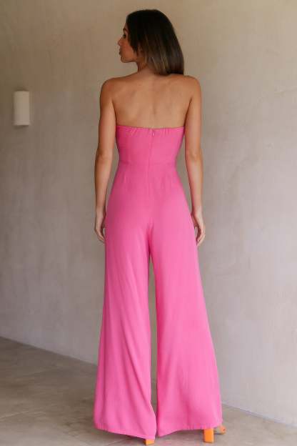 Cut Out Strapless Party Jumpsuit Bubblegum Pants-Hayhty.All Rights Reserved.