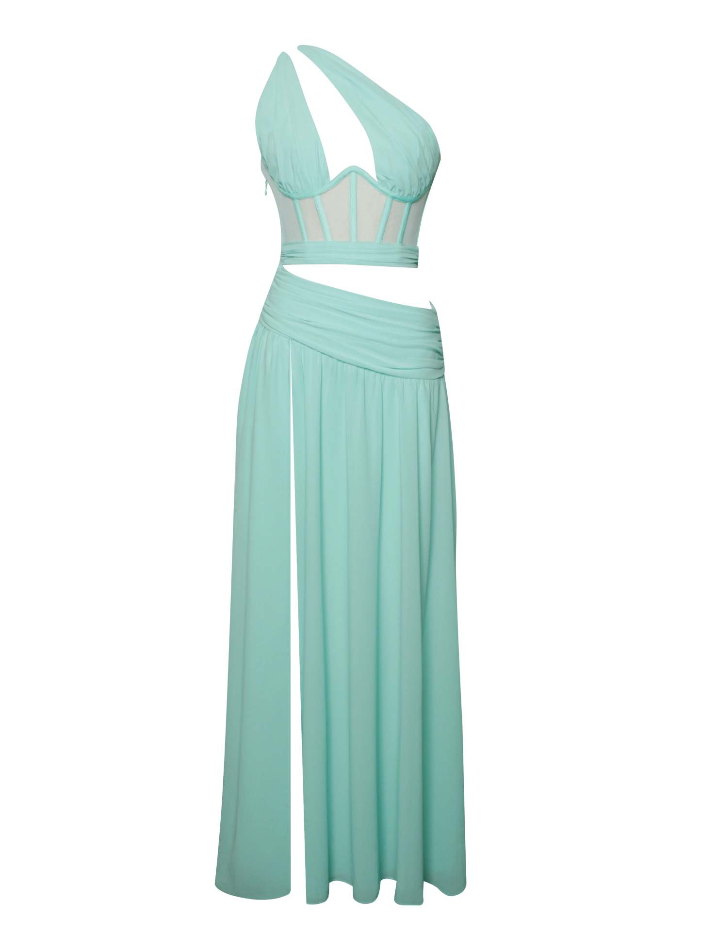 Irregular Cutout Corset Gown Slit Maxi Dresses-Hayhty.All Rights Reserved.