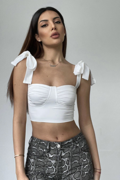 Bow Strap Crop Tank Top-Hayhty.All Rights Reserved.