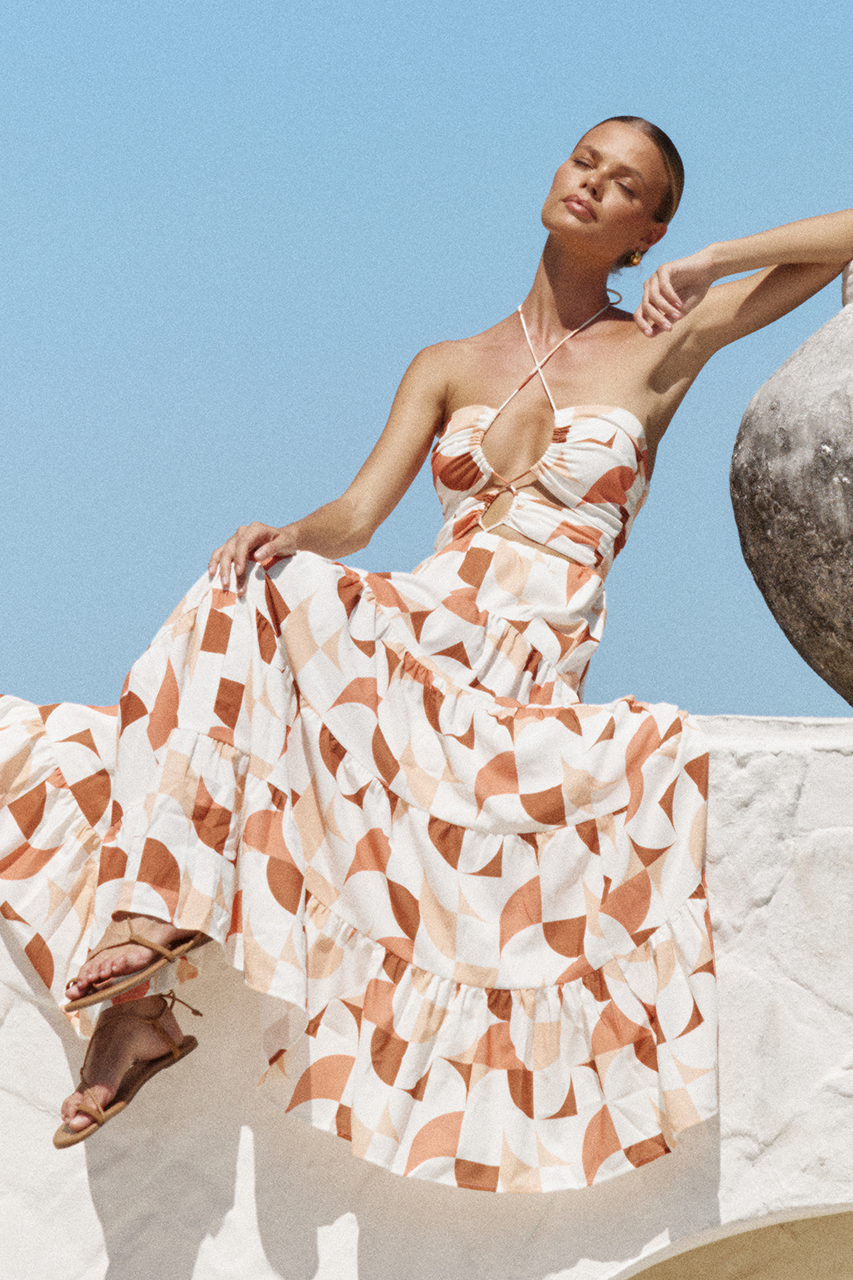 Vacation Halterneck Print Maxi Dresses-Hayhty.All Rights Reserved.