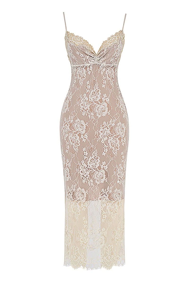 Floral Lace Slip V Neck Backless Cocktail Party Midi Dresses-Hayhty.All Rights Reserved.