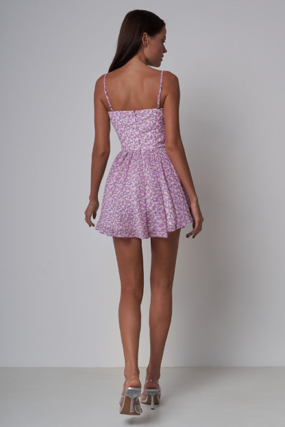 Floral Print Pleated A-Line Vacation Slip Mini Dresses-Hayhty.All Rights Reserved.
