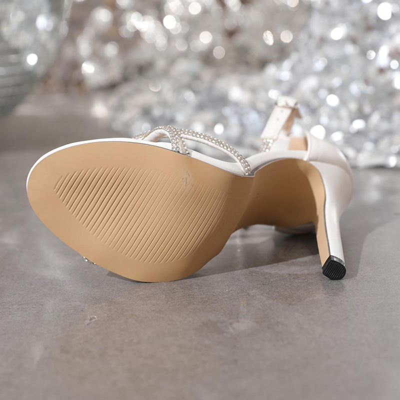 Rhinestone Decor Ankle Strap Peep Toe Buckle Stiletto Heels-Hayhty.All Rights Reserved.