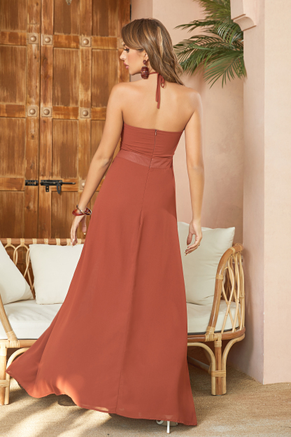 Hayhty Halter Cutout Slit Maxi Dresses-Hayhty.All Rights Reserved.