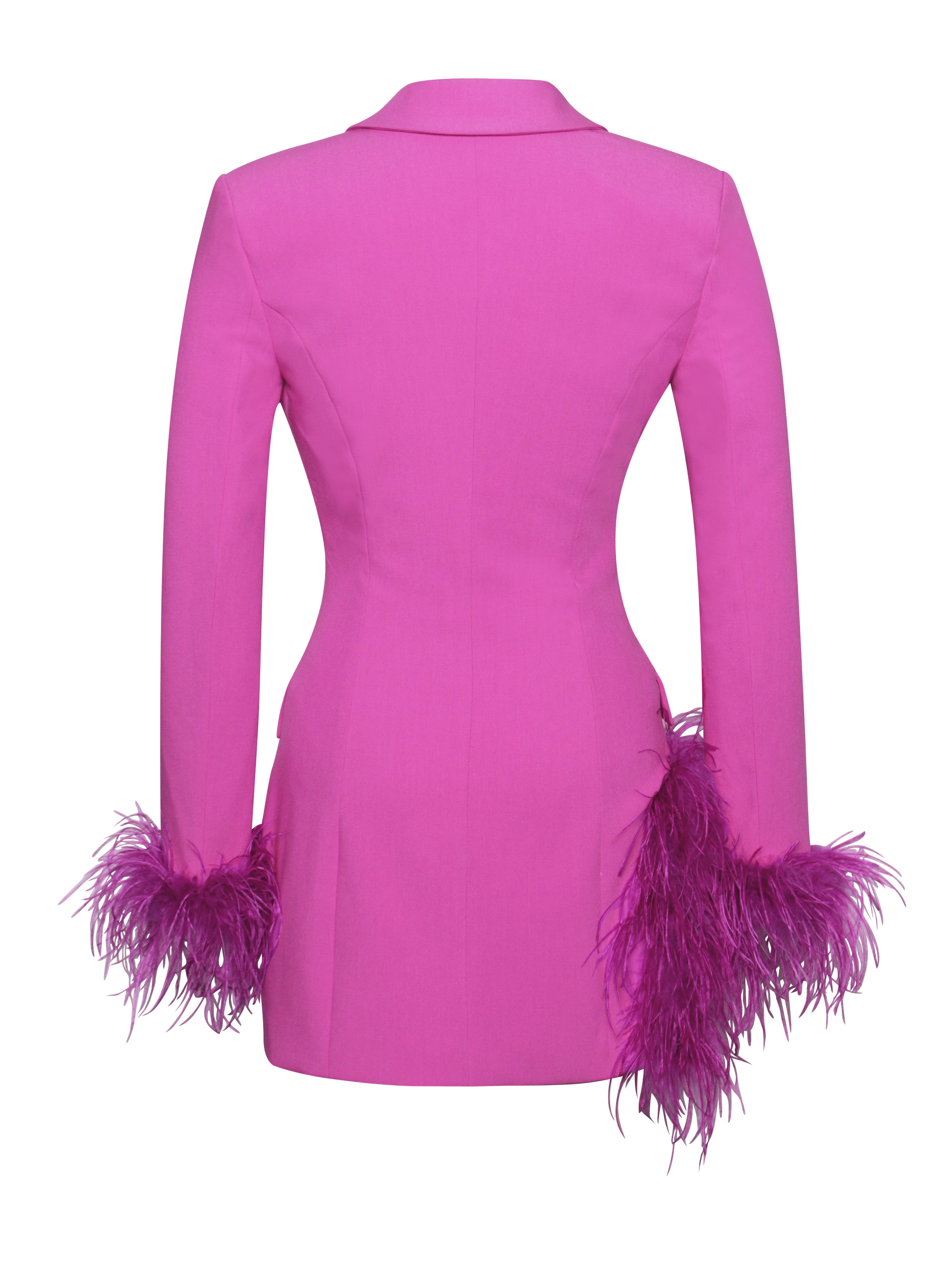 V Neck Feather Trim Blazer Party Mini Dresses-Hayhty.All Rights Reserved.