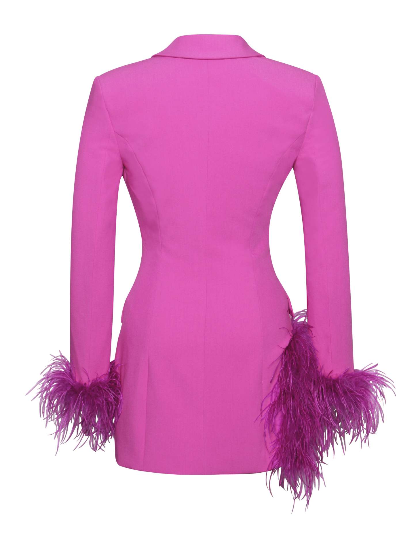 V Neck Feather Trim Blazer Party Mini Dresses-Hayhty.All Rights Reserved.