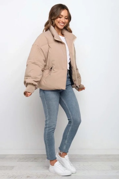 Long Sleeve Zip Puffer Jacket-Hayhty.All Rights Reserved.