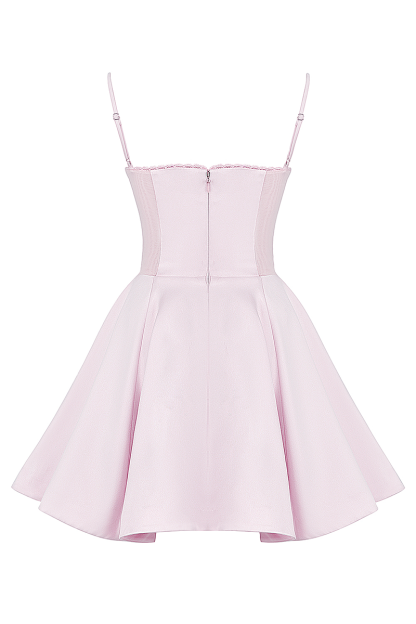 Spaghetti Strap Deep V Neck Cinch Waist Mini Dresses-Pink-Hayhty.All Rights Reserved.