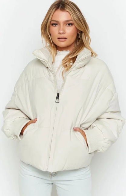 Long Sleeve Zip Puffer Jacket-Hayhty.All Rights Reserved.