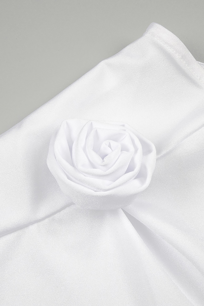 3D Flower Decor Asymmetric Neck Sleeveless Satin Formal Party High Slit Maxi Dresses-Hayhty.All Rights Reserved.