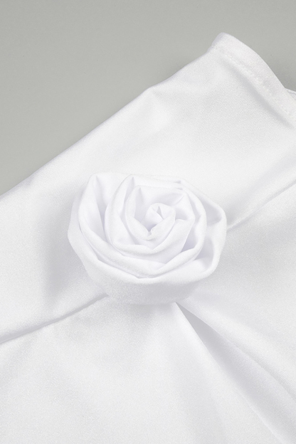 3D Flower Decor Asymmetric Neck Sleeveless Satin Formal Party High Slit Maxi Dresses-Hayhty.All Rights Reserved.