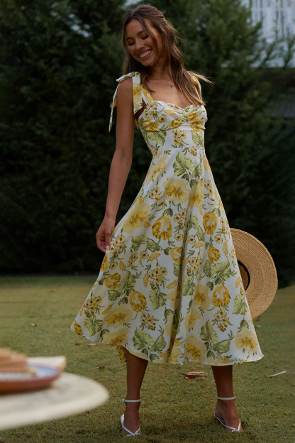 Floral Print Tied Strap Sleeveless Vacation Midi Dresses-Hayhty.All Rights Reserved.