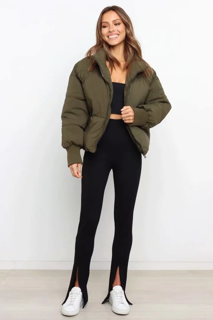 Long Sleeve Zip Puffer Jacket-Hayhty.All Rights Reserved.
