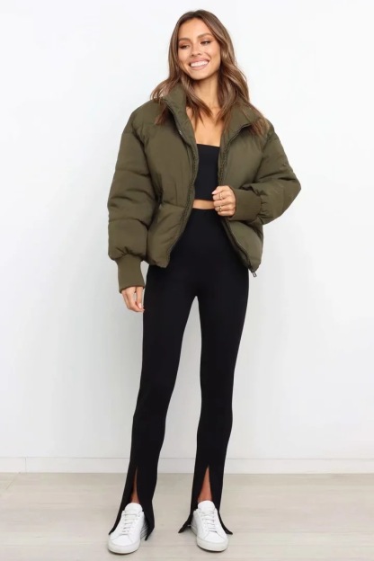 Long Sleeve Zip Puffer Jacket-Hayhty.All Rights Reserved.