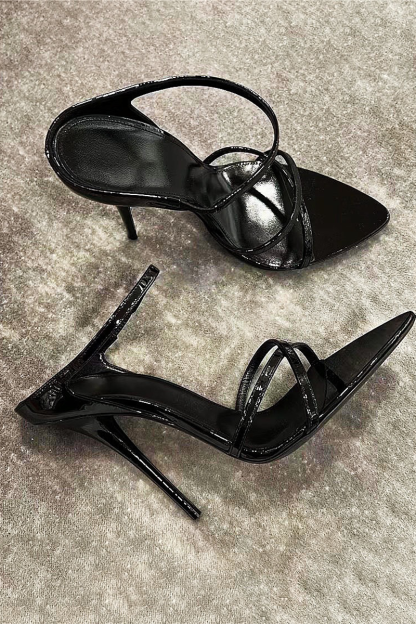 Patent Leather Pointy Peep-Toe High-Heeled Sandal-Red-Hayhty.All Rights Reserved.