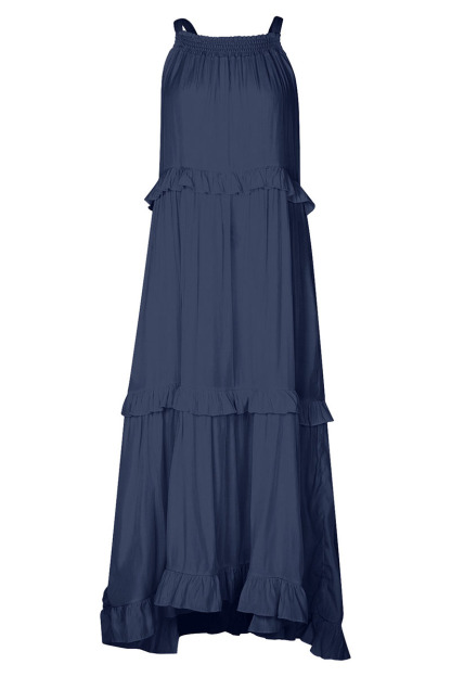 Ruffled Tiered Sleeveless Irregular Vacation Maxi Dresses-Hayhty.All Rights Reserved.