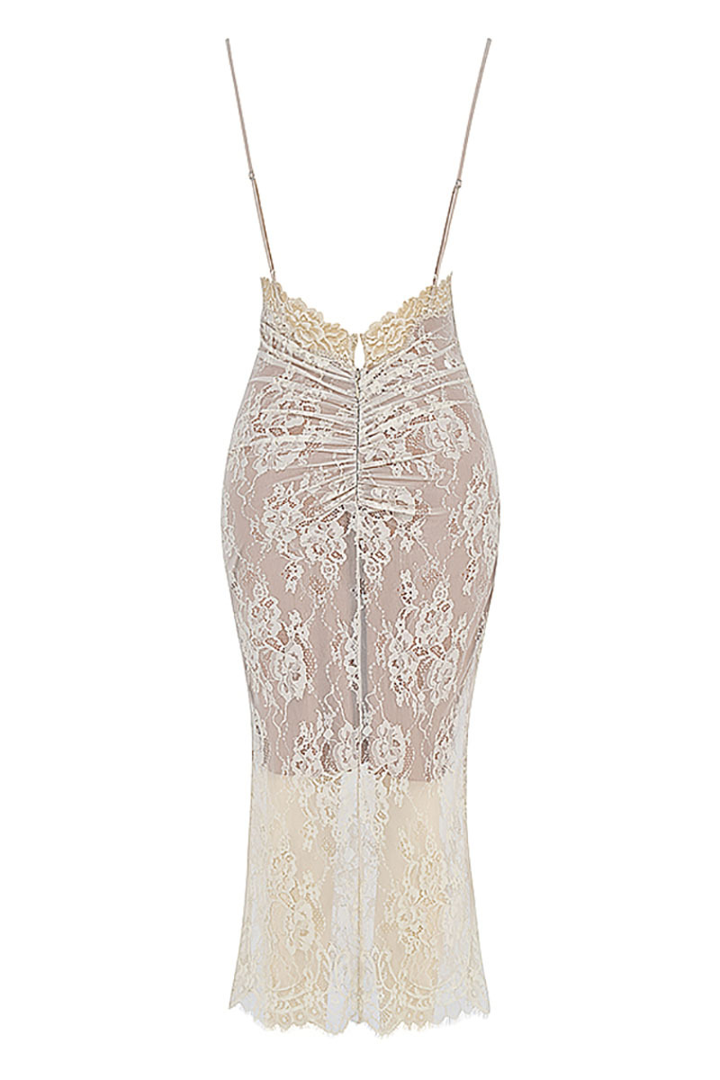 Floral Lace Slip V Neck Backless Cocktail Party Midi Dresses-Hayhty.All Rights Reserved.