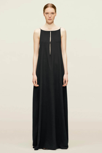 Cutout Spaghetti Strap Open Back Loose Fit Sleeveless Maxi Dresses-Beige-Hayhty.All Rights Reserved.