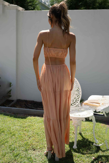 Ruched Cut Out Tiered Hem Vacation Slip Maxi Dress-Hayhty.All Rights Reserved.