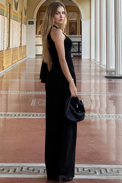 Sleeveless Streamer Slim Fit Solid Color Maxi Dresses-Beige-Hayhty.All Rights Reserved.