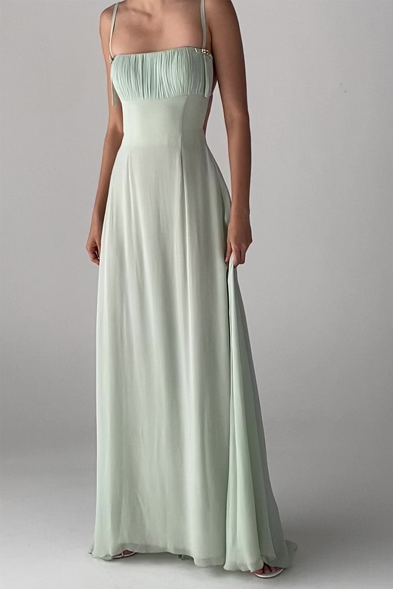 Boat Neckline Tie Up Open Back Slip Maxi Dresses-Green-Hayhty.All Rights Reserved.