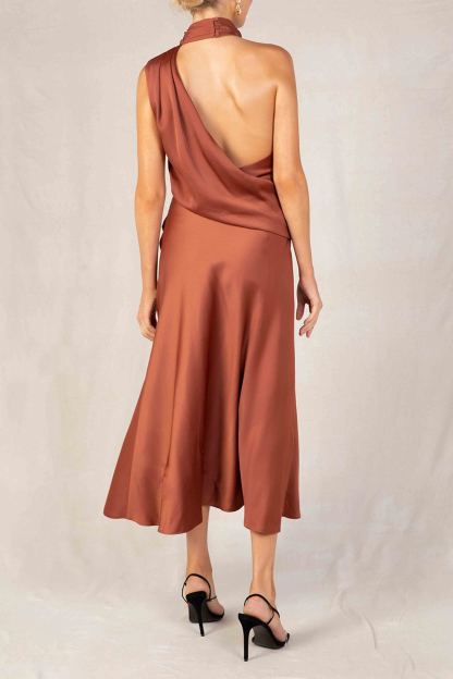 High Neck Sleeveless Backless Slit Prom Midi Dresses-Hayhty.All Rights Reserved.