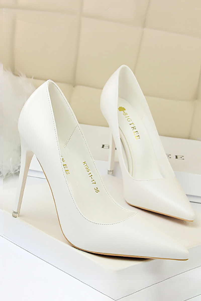 PU Leather Solid Color Pointy Toe Stiletto Heels-Black-Hayhty.All Rights Reserved.