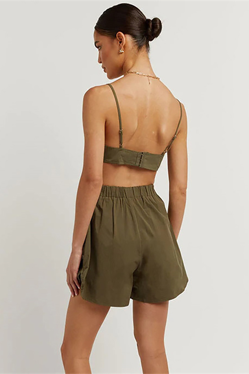 Long Sleeve Blouses Cami Crop Top 3pcs Shorts Set-Hayhty.All Rights Reserved.